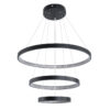 GloboStar® DIAMOND TRIO 61523 Κρεμαστό Φωτιστικό Δαχτυλίδι-Κύκλος LED CCT 100W 11200lm 360° AC 220-240V – Εναλλαγή Φωτισμού μέσω Τηλεχειριστηρίου All In One Ψυχρό 6000k+Φυσικό 4500k+Θερμό 2700k Dimmable Φ25+40+60cm – Μαυρο – 3 Χρόνια Εγγύηση