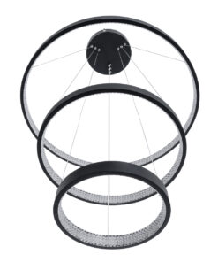 GloboStar® DIAMOND TRIO 61523 Κρεμαστό Φωτιστικό Δαχτυλίδι-Κύκλος LED CCT 100W 11200lm 360° AC 220-240V – Εναλλαγή Φωτισμού μέσω Τηλεχειριστηρίου All In One Ψυχρό 6000k+Φυσικό 4500k+Θερμό 2700k Dimmable Φ25+40+60cm – Μαυρο – 3 Χρόνια Εγγύηση