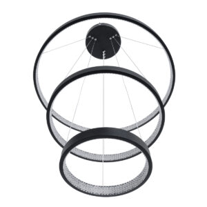 GloboStar® DIAMOND TRIO 61523 Κρεμαστό Φωτιστικό Δαχτυλίδι-Κύκλος LED CCT 100W 11200lm 360° AC 220-240V – Εναλλαγή Φωτισμού μέσω Τηλεχειριστηρίου All In One Ψυχρό 6000k+Φυσικό 4500k+Θερμό 2700k Dimmable Φ25+40+60cm – Μαυρο – 3 Χρόνια Εγγύηση