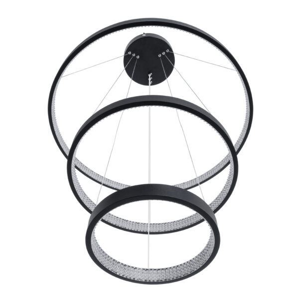 GloboStar® DIAMOND TRIO 61523 Κρεμαστό Φωτιστικό Δαχτυλίδι-Κύκλος LED CCT 100W 11200lm 360° AC 220-240V – Εναλλαγή Φωτισμού μέσω Τηλεχειριστηρίου All In One Ψυχρό 6000k+Φυσικό 4500k+Θερμό 2700k Dimmable Φ25+40+60cm – Μαυρο – 3 Χρόνια Εγγύηση
