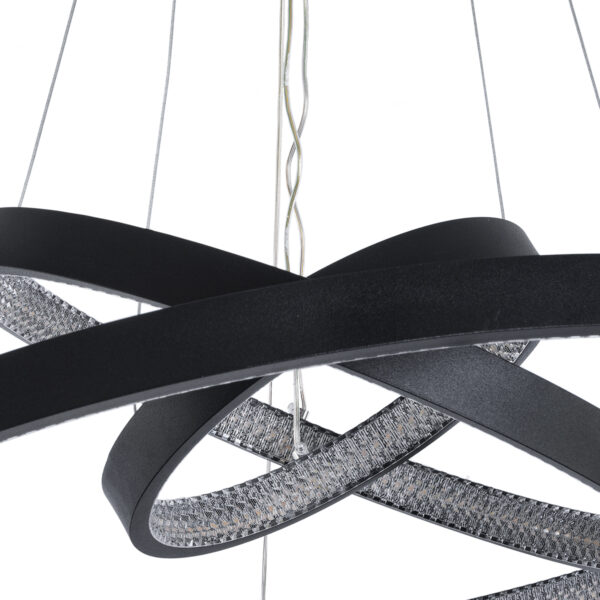 GloboStar® DIAMOND TRIO 61523 Κρεμαστό Φωτιστικό Δαχτυλίδι-Κύκλος LED CCT 100W 11200lm 360° AC 220-240V – Εναλλαγή Φωτισμού μέσω Τηλεχειριστηρίου All In One Ψυχρό 6000k+Φυσικό 4500k+Θερμό 2700k Dimmable Φ25+40+60cm – Μαυρο – 3 Χρόνια Εγγύηση