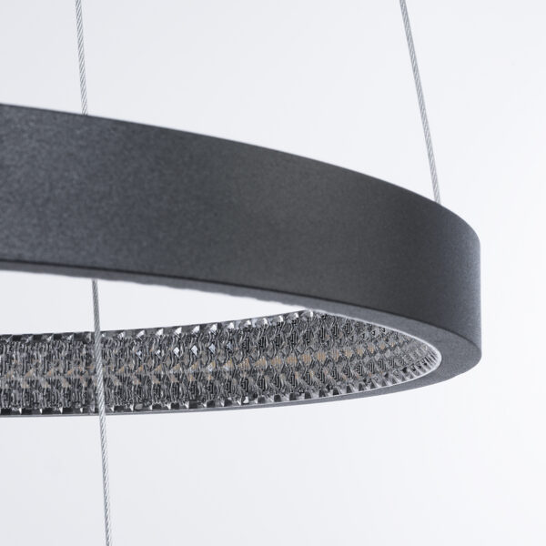 GloboStar® DIAMOND TRIO 61523 Κρεμαστό Φωτιστικό Δαχτυλίδι-Κύκλος LED CCT 100W 11200lm 360° AC 220-240V – Εναλλαγή Φωτισμού μέσω Τηλεχειριστηρίου All In One Ψυχρό 6000k+Φυσικό 4500k+Θερμό 2700k Dimmable Φ25+40+60cm – Μαυρο – 3 Χρόνια Εγγύηση