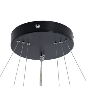 GloboStar® DIAMOND TRIO 61523 Κρεμαστό Φωτιστικό Δαχτυλίδι-Κύκλος LED CCT 100W 11200lm 360° AC 220-240V – Εναλλαγή Φωτισμού μέσω Τηλεχειριστηρίου All In One Ψυχρό 6000k+Φυσικό 4500k+Θερμό 2700k Dimmable Φ25+40+60cm – Μαυρο – 3 Χρόνια Εγγύηση