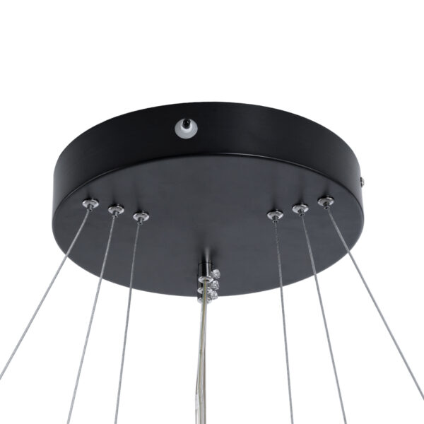 GloboStar® DIAMOND TRIO 61523 Κρεμαστό Φωτιστικό Δαχτυλίδι-Κύκλος LED CCT 100W 11200lm 360° AC 220-240V – Εναλλαγή Φωτισμού μέσω Τηλεχειριστηρίου All In One Ψυχρό 6000k+Φυσικό 4500k+Θερμό 2700k Dimmable Φ25+40+60cm – Μαυρο – 3 Χρόνια Εγγύηση