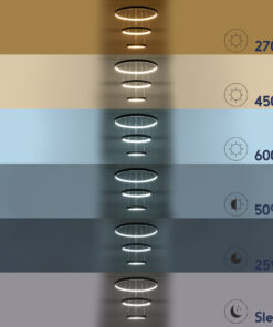 GloboStar® DIAMOND TRIO 61523-DECO Κρεμαστό Φωτιστικό Δαχτυλίδι-Κύκλος LED CCT 100W 11200lm 360° AC 220-240V – Εναλλαγή Φωτισμού μέσω Τηλεχειριστηρίου All In One Ψυχρό 6000k+Φυσικό 4500k+Θερμό 2700k Dimmable Φ25+40+60cm – Μαυρο – 3 Χρόνια Εγγύηση