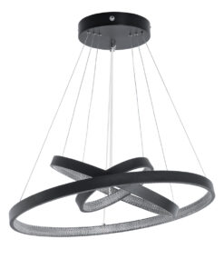 GloboStar® DIAMOND TRIO 61523-DECO Κρεμαστό Φωτιστικό Δαχτυλίδι-Κύκλος LED CCT 100W 11200lm 360° AC 220-240V – Εναλλαγή Φωτισμού μέσω Τηλεχειριστηρίου All In One Ψυχρό 6000k+Φυσικό 4500k+Θερμό 2700k Dimmable Φ25+40+60cm – Μαυρο – 3 Χρόνια Εγγύηση
