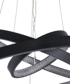 GloboStar® DIAMOND TRIO 61523-DECO Κρεμαστό Φωτιστικό Δαχτυλίδι-Κύκλος LED CCT 100W 11200lm 360° AC 220-240V – Εναλλαγή Φωτισμού μέσω Τηλεχειριστηρίου All In One Ψυχρό 6000k+Φυσικό 4500k+Θερμό 2700k Dimmable Φ25+40+60cm – Μαυρο – 3 Χρόνια Εγγύηση