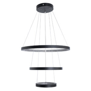 GloboStar® DIAMOND TRIO 61523-DECO Κρεμαστό Φωτιστικό Δαχτυλίδι-Κύκλος LED CCT 100W 11200lm 360° AC 220-240V – Εναλλαγή Φωτισμού μέσω Τηλεχειριστηρίου All In One Ψυχρό 6000k+Φυσικό 4500k+Θερμό 2700k Dimmable Φ25+40+60cm – Μαυρο – 3 Χρόνια Εγγύηση