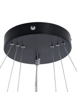 GloboStar® DIAMOND TRIO 61523-DECO Κρεμαστό Φωτιστικό Δαχτυλίδι-Κύκλος LED CCT 100W 11200lm 360° AC 220-240V – Εναλλαγή Φωτισμού μέσω Τηλεχειριστηρίου All In One Ψυχρό 6000k+Φυσικό 4500k+Θερμό 2700k Dimmable Φ25+40+60cm – Μαυρο – 3 Χρόνια Εγγύηση