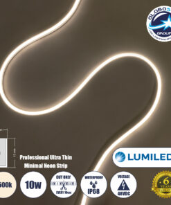 GloboStar® NEONPRO 61526 Professional Neon Flex LED 10W/m 1250lm/m 120° DC 48V Αδιάβροχη IP68 – 120 x SMD 2835 LED Chip/Μέτρο – Dimmable – Μ100 x Π6 x Υ1.2cm – Φυσικό Λευκό 4500K – LUMILEDS High Efficiency Chips – 6 Χρόνια Εγγύηση