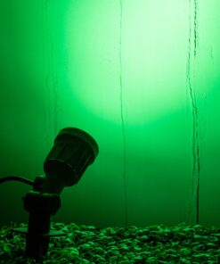 GloboStar® GARDENINI 61544 Καρφωτό Φωτιστικό Σποτ Κήπου LED 5W 550lm 38° DC 24V IP68 Υψηλής Αντοχής ABS IK06 Φ5.5 x Υ13.5cm – Πράσινο 550nm Dimmable – Μαύρο – Bridgelux Chip – 3 Years Warranty