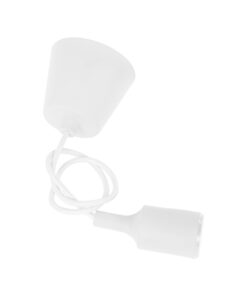 GloboStar® CABLITO 61550 Μοντέρνο Κρεμαστό Φωτιστικό Οροφής Μονόφωτο 1 x E27 Λευκό Σιλικόνης Ανάρτηση με Υφασμάτινο Καλώδιο Φ4 x Υ110cm