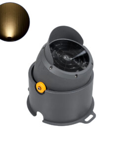 GloboStar® FLOOD-SIMA 90497 Κινούμενος Προβολέας – Σποτ Φωτισμού Wall Washer με Αντιθαμβωτική Γρίλια για Φωτισμό Κτιρίων LED 60W 5400lm 30° DC 24V Αδιάβροχο IP67 Μ29 x Π24 x Υ28.5cm Θερμό Λευκό 2700K – Γκρι Ανθρακί – 3 Years Warranty