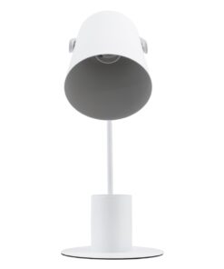 GloboStar® PENCASE 61564 Μοντέρνο Επιτραπέζιο Φωτιστικό Γραφείου – Πορτατίφ – Μονόφωτο 1 x E27 Λευκό Μεταλλικό Καμπάνα με Διακόπτη On/Off – Μολυβοθήκη & Βάση Τηλεφώνου – L12 x W15 x H38cm