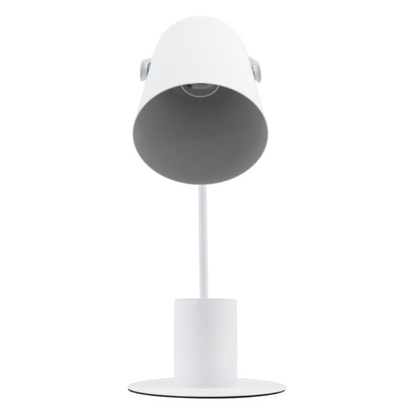 GloboStar® PENCASE 61564 Μοντέρνο Επιτραπέζιο Φωτιστικό Γραφείου – Πορτατίφ – Μονόφωτο 1 x E27 Λευκό Μεταλλικό Καμπάνα με Διακόπτη On/Off – Μολυβοθήκη & Βάση Τηλεφώνου – L12 x W15 x H38cm