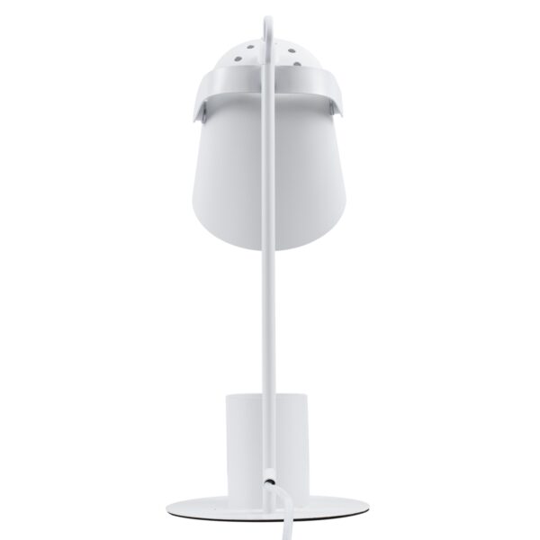 GloboStar® PENCASE 61564 Μοντέρνο Επιτραπέζιο Φωτιστικό Γραφείου – Πορτατίφ – Μονόφωτο 1 x E27 Λευκό Μεταλλικό Καμπάνα με Διακόπτη On/Off – Μολυβοθήκη & Βάση Τηλεφώνου – L12 x W15 x H38cm