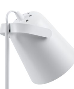 GloboStar® PENCASE 61564 Μοντέρνο Επιτραπέζιο Φωτιστικό Γραφείου – Πορτατίφ – Μονόφωτο 1 x E27 Λευκό Μεταλλικό Καμπάνα με Διακόπτη On/Off – Μολυβοθήκη & Βάση Τηλεφώνου – L12 x W15 x H38cm