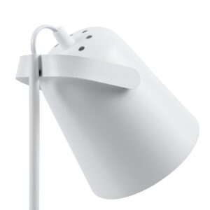 GloboStar® PENCASE 61564 Μοντέρνο Επιτραπέζιο Φωτιστικό Γραφείου – Πορτατίφ – Μονόφωτο 1 x E27 Λευκό Μεταλλικό Καμπάνα με Διακόπτη On/Off – Μολυβοθήκη & Βάση Τηλεφώνου – L12 x W15 x H38cm