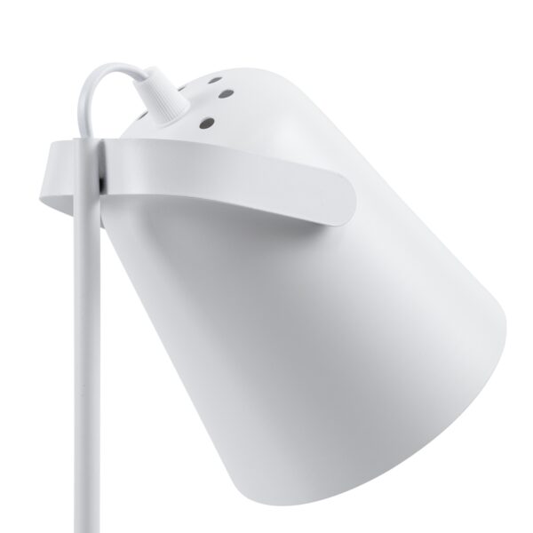GloboStar® PENCASE 61564 Μοντέρνο Επιτραπέζιο Φωτιστικό Γραφείου – Πορτατίφ – Μονόφωτο 1 x E27 Λευκό Μεταλλικό Καμπάνα με Διακόπτη On/Off – Μολυβοθήκη & Βάση Τηλεφώνου – L12 x W15 x H38cm