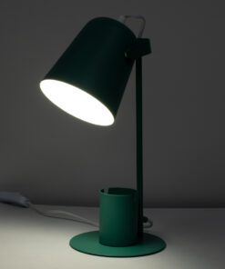 GloboStar® PENCASE 61566 Μοντέρνο Επιτραπέζιο Φωτιστικό Γραφείου – Πορτατίφ – Μονόφωτο 1 x E27 Πράσινο Μεταλλικό Καμπάνα με Διακόπτη On/Off – Μολυβοθήκη & Βάση Τηλεφώνου – L12 x W15 x H38cm