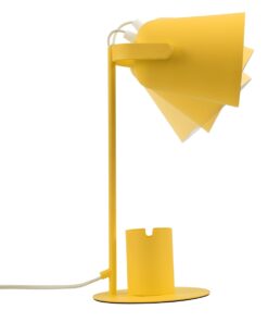 GloboStar® PENCASE 61567 Μοντέρνο Επιτραπέζιο Φωτιστικό Γραφείου – Πορτατίφ – Μονόφωτο 1 x E27 Κίτρινο Μεταλλικό Καμπάνα με Διακόπτη On/Off – Μολυβοθήκη & Βάση Τηλεφώνου – L12 x W15 x H38cm