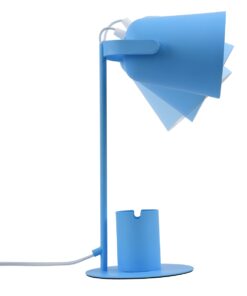 GloboStar® PENCASE 61568 Μοντέρνο Επιτραπέζιο Φωτιστικό Γραφείου – Πορτατίφ – Μονόφωτο 1 x E27 Μπλε Μεταλλικό Καμπάνα με Διακόπτη On/Off – Μολυβοθήκη & Βάση Τηλεφώνου – L12 x W15 x H38cm