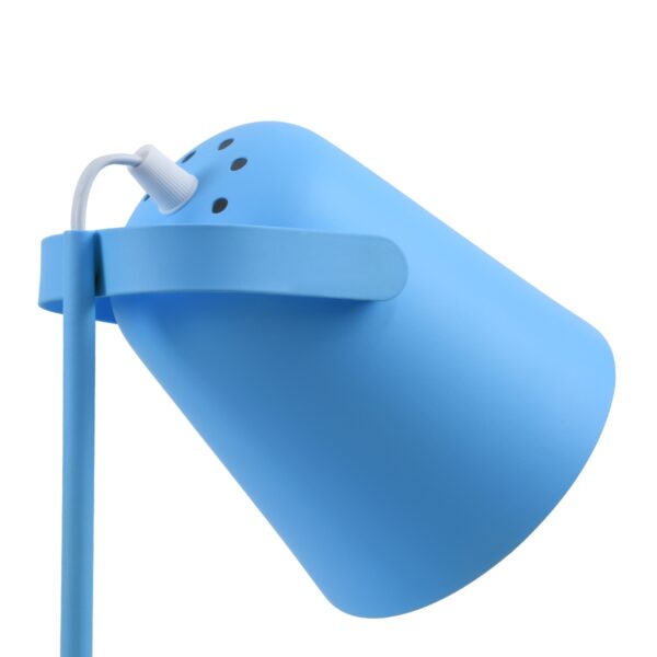 GloboStar® PENCASE 61568 Μοντέρνο Επιτραπέζιο Φωτιστικό Γραφείου – Πορτατίφ – Μονόφωτο 1 x E27 Μπλε Μεταλλικό Καμπάνα με Διακόπτη On/Off – Μολυβοθήκη & Βάση Τηλεφώνου – L12 x W15 x H38cm