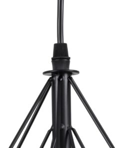 GloboStar® EIFFEL 61569 Vintage Κρεμαστό Φωτιστικό Οροφής Τρίφωτο 3 x E27 Μαύρο Μεταλλικό Πλέγμα με Λευκό Ύφασμα Μ68 x Π25 x Υ130cm