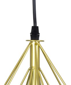 GloboStar® EIFFEL 61571 Vintage Κρεμαστό Φωτιστικό Οροφής Τρίφωτο 3 x E27 Χρυσό Μεταλλικό Πλέγμα με Λευκό Ύφασμα Μ68 x Π25 x Υ130cm