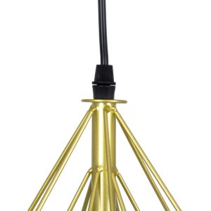 GloboStar® EIFFEL 61571 Vintage Κρεμαστό Φωτιστικό Οροφής Τρίφωτο 3 x E27 Χρυσό Μεταλλικό Πλέγμα με Λευκό Ύφασμα Μ68 x Π25 x Υ130cm
