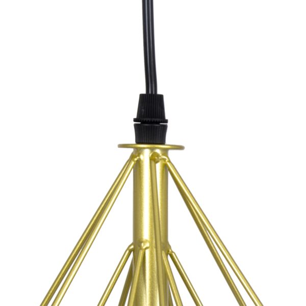 GloboStar® EIFFEL 61571 Vintage Κρεμαστό Φωτιστικό Οροφής Τρίφωτο 3 x E27 Χρυσό Μεταλλικό Πλέγμα με Λευκό Ύφασμα Μ68 x Π25 x Υ130cm