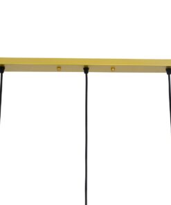 GloboStar® EIFFEL 61571 Vintage Κρεμαστό Φωτιστικό Οροφής Τρίφωτο 3 x E27 Χρυσό Μεταλλικό Πλέγμα με Λευκό Ύφασμα Μ68 x Π25 x Υ130cm