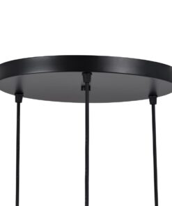 GloboStar® AVA 61572 Μοντέρνο Κρεμαστό Φωτιστικό Οροφής Τρίφωτο 3 x E27 Μαύρο Μεταλλικό Καμπάνα με Ξύλινη Λεπτομέρεια Φ35 x Υ130cm