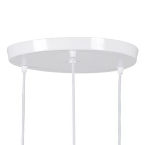 GloboStar® AVA 61573 Μοντέρνο Κρεμαστό Φωτιστικό Οροφής Τρίφωτο 3 x E27 Λευκό Μεταλλικό Καμπάνα με Ξύλινη Λεπτομέρεια Φ35 x Υ130cm
