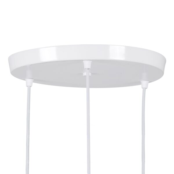 GloboStar® AVA 61573 Μοντέρνο Κρεμαστό Φωτιστικό Οροφής Τρίφωτο 3 x E27 Λευκό Μεταλλικό Καμπάνα με Ξύλινη Λεπτομέρεια Φ35 x Υ130cm