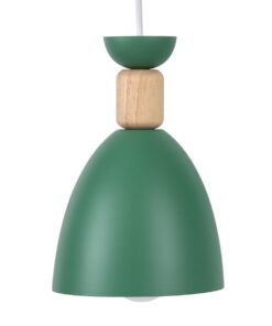 GloboStar® AVA 61575 Μοντέρνο Κρεμαστό Φωτιστικό Οροφής Τρίφωτο 3 x E27 Πράσινο Κυπαρισσί Μεταλλικό Καμπάνα με Ξύλινη Λεπτομέρεια Φ35 x Υ130cm