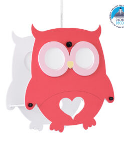 GloboStar® OWL 61576 Μοντέρνο Παιδικό Κρεμαστό Φωτιστικό Οροφής Μονόφωτο 1 x E27 Κόκκινο PVC Φιγούρα Κουκουβάγια Μ29.5 x Π15.5 x Υ30.5cm