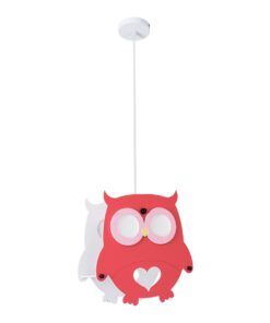 GloboStar® OWL 61576 Μοντέρνο Παιδικό Κρεμαστό Φωτιστικό Οροφής Μονόφωτο 1 x E27 Κόκκινο PVC Φιγούρα Κουκουβάγια Μ29.5 x Π15.5 x Υ30.5cm
