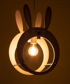 GloboStar® BUNNY 61577 Μοντέρνο Παιδικό Κρεμαστό Φωτιστικό Οροφής Μονόφωτο 1 x E27 Ροζ PVC Φιγούρα Λαγουδάκι Μ27.2 x Π15.5 x Υ40cm