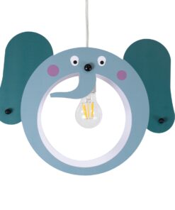 GloboStar® ELEPHANT 61578 Μοντέρνο Παιδικό Κρεμαστό Φωτιστικό Οροφής Μονόφωτο 1 x E27 Πράσινο PVC Φιγούρα Ελέφαντας Μ37.7 x Π15.5 x Υ31.5cm