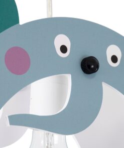 GloboStar® ELEPHANT 61578 Μοντέρνο Παιδικό Κρεμαστό Φωτιστικό Οροφής Μονόφωτο 1 x E27 Πράσινο PVC Φιγούρα Ελέφαντας Μ37.7 x Π15.5 x Υ31.5cm