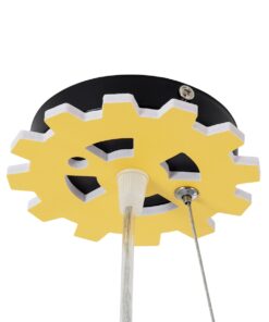 GloboStar® EXCAVATOR 61579 Μοντέρνο Παιδικό Κρεμαστό Φωτιστικό Οροφής Μονόφωτο 1 x E27 Κίτρινο PVC Φιγούρα Εκσκαφέας-Φαγάνα Μ45 x Π15.5 x Υ27cm