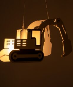 GloboStar® EXCAVATOR 61579 Μοντέρνο Παιδικό Κρεμαστό Φωτιστικό Οροφής Μονόφωτο 1 x E27 Κίτρινο PVC Φιγούρα Εκσκαφέας-Φαγάνα Μ45 x Π15.5 x Υ27cm