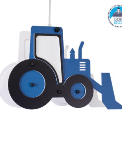 GloboStar® TRACTOR 61580 Μοντέρνο Παιδικό Κρεμαστό Φωτιστικό Οροφής Μονόφωτο 1 x E27 Μπλε PVC Φιγούρα Τρακτέρ-Φαγάνα Μ40 x Π15.5 x Υ26.5cm