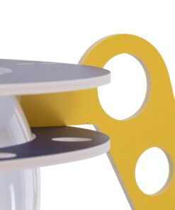 GloboStar® UFO 61581 Μοντέρνο Παιδικό Κρεμαστό Φωτιστικό Οροφής Μονόφωτο 1 x E27 Κίτρινο & Μπλε PVC Φιγούρα Διαστημόπλοιο-Ούφο Φ58 x Υ24cm