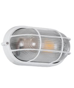 GloboStar® BOATLIGHT 61582 Vintage Industrial Φωτιστικό Τοίχου – Απλίκα – Καραβοχελώνα Εξωτερικού Χώρου Μονόφωτο 1 x E27 AC220-240V Αδιάβροχο IP65 – Σώμα Αλουμινίου & Tempered Glass – Μ21 x Π10.4 x Υ9cm – Λευκό – Οβάλ – 5 Years Warranty