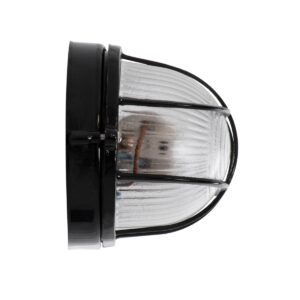 GloboStar® BOATLIGHT 61583 Vintage Industrial Φωτιστικό Τοίχου – Απλίκα – Καραβοχελώνα Εξωτερικού Χώρου Μονόφωτο 1 x E27 AC220-240V Αδιάβροχο IP65 – Σώμα Αλουμινίου & Tempered Glass – Μ21 x Π10.4 x Υ9cm – Μαύρο – Οβάλ – 5 Years Warranty