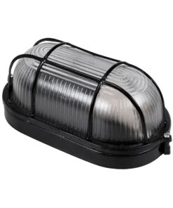 GloboStar® BOATLIGHT 61583 Vintage Industrial Φωτιστικό Τοίχου – Απλίκα – Καραβοχελώνα Εξωτερικού Χώρου Μονόφωτο 1 x E27 AC220-240V Αδιάβροχο IP65 – Σώμα Αλουμινίου & Tempered Glass – Μ21 x Π10.4 x Υ9cm – Μαύρο – Οβάλ – 5 Years Warranty