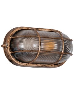GloboStar® BOATLIGHT 61584 Vintage Industrial Φωτιστικό Τοίχου – Απλίκα – Καραβοχελώνα Εξωτερικού Χώρου Μονόφωτο 1 x E27 AC220-240V Αδιάβροχο IP65 – Σώμα Αλουμινίου & Tempered Glass – Μ21 x Π10.4 x Υ9cm – Αντικέ Μπρονζέ – Οβάλ – 5 Years Warranty