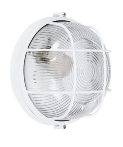 GloboStar® BOATLIGHT 61585 Vintage Industrial Φωτιστικό Τοίχου – Απλίκα – Καραβοχελώνα Εξωτερικού Χώρου Μονόφωτο 1 x E27 AC220-240V Αδιάβροχο IP65 – Σώμα Αλουμινίου & Tempered Glass – Φ17.5 x Υ9cm – Λευκό – Στρόγγυλο – 5 Years Warranty